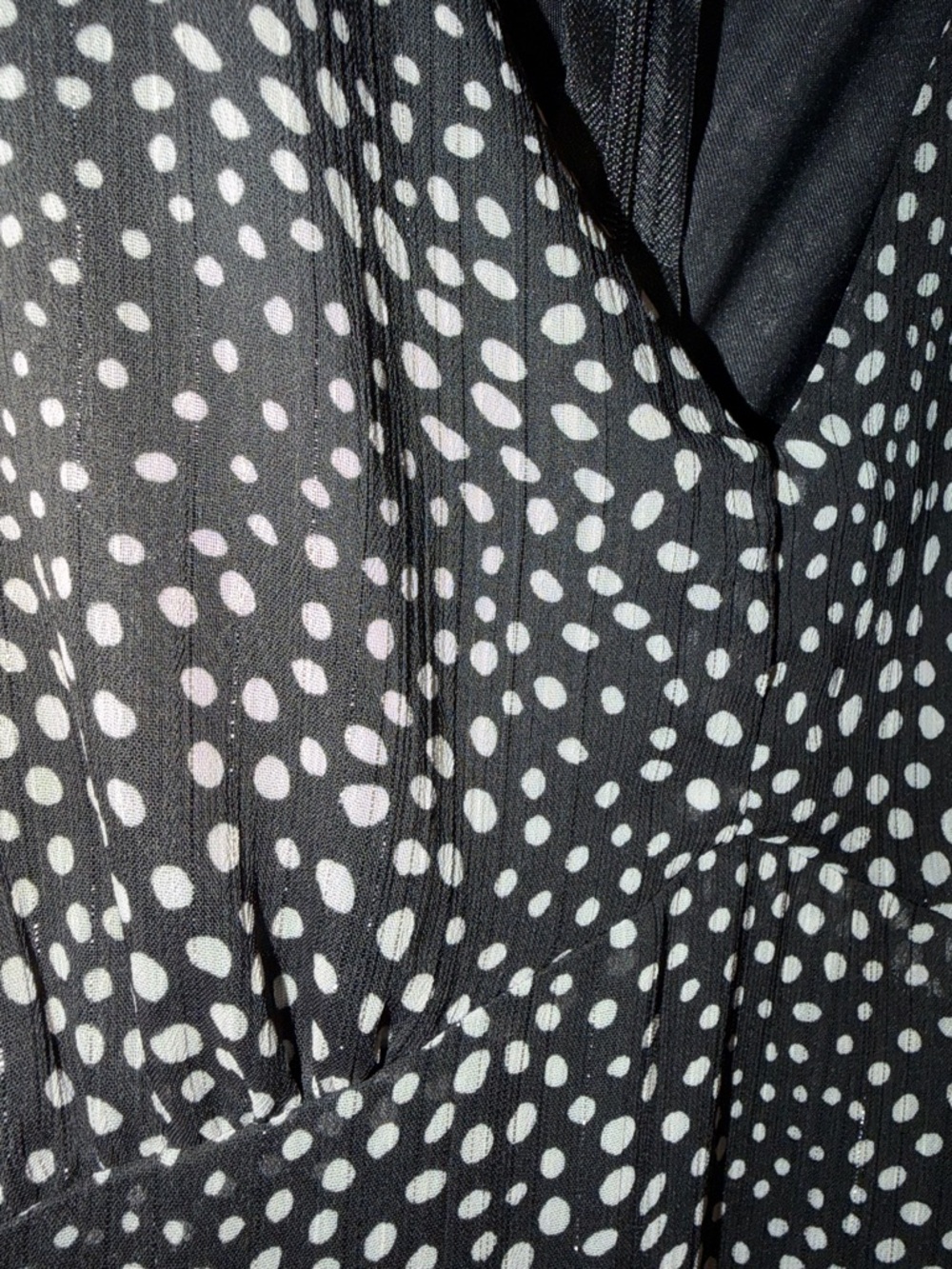 Emma & Michele Black and White Polka Dot V-Neck Dress - Picture 3 of 6